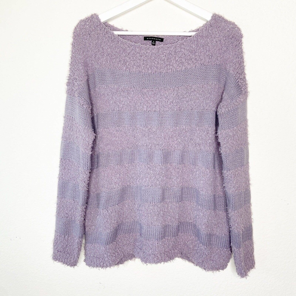 Staccato Purple Knit Texture Striped Sweater Sz S